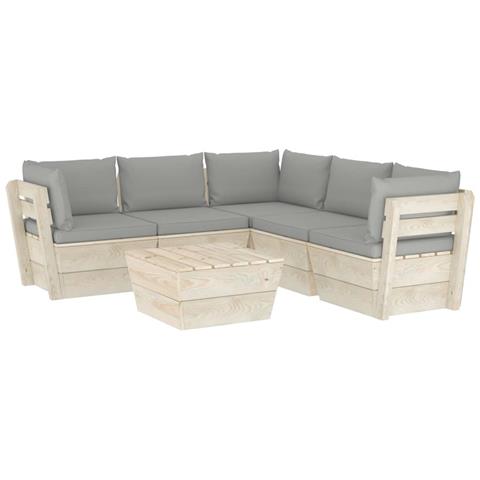 Set Divani da Giardino su Pallet 6 pz con Cuscini Legno Abete - Foto 1