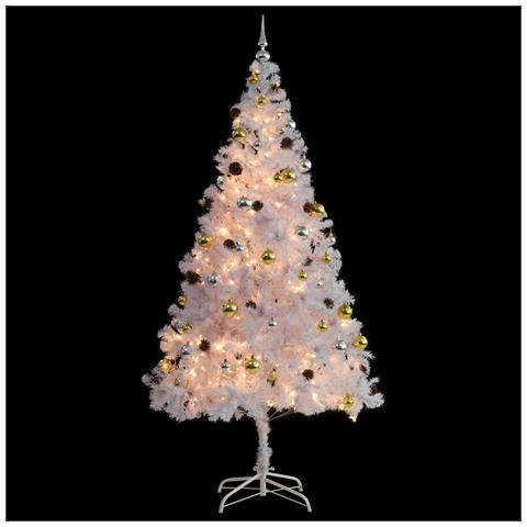 Albero di Natale Preilluminato con Palline Bianco 210 cm - Foto 2