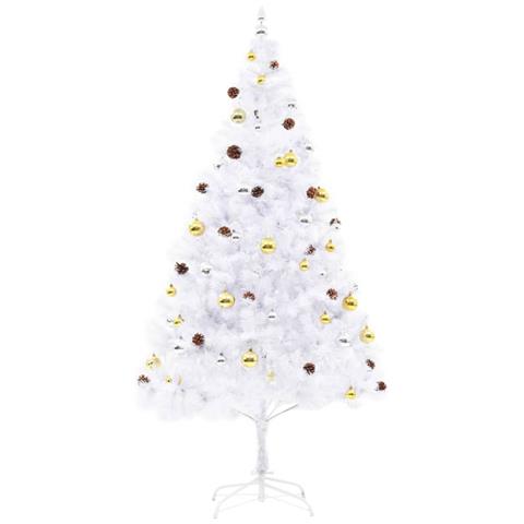 Albero di Natale Preilluminato con Palline Bianco 210 cm - Foto 9