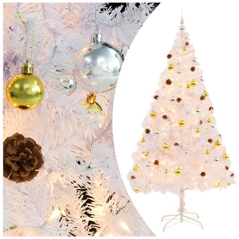 Albero di Natale Preilluminato con Palline Bianco 210 cm - Foto 1