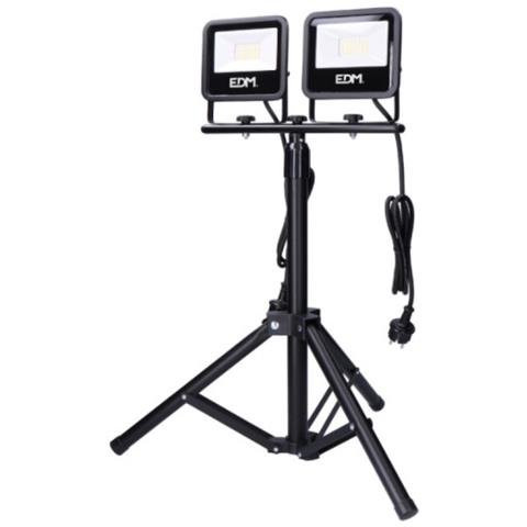 2 Proiettori A Led Su Treppiede 6400k - 2x30w - 2x2370 Lumen - Nero - Foto 1