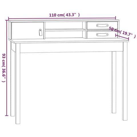 Scrivania Bianca 110x50x93 Cm In Legno Massello Di Pino - Foto 2