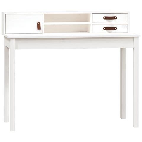 Scrivania Bianca 110x50x93 Cm In Legno Massello Di Pino - Foto 1