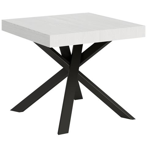 Tavolo Allungabile 90x90/194 Cm Clerk Piano - Gambe Antracite - Bianco Frassino - Foto 6