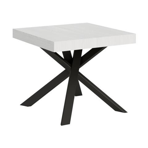 Tavolo Allungabile 90x90/194 Cm Clerk Piano - Gambe Antracite - Bianco Frassino - Foto 1