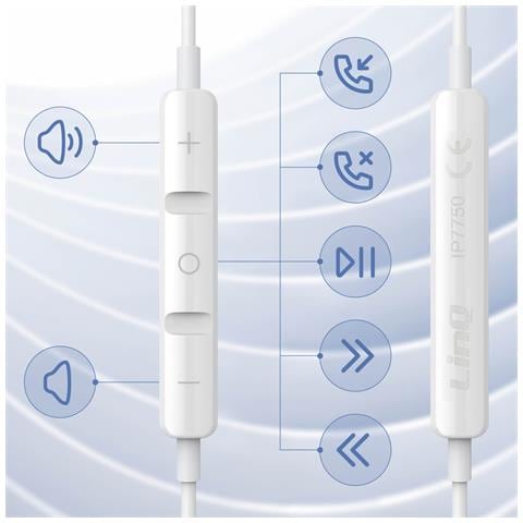 Auricolari Cablati Jack 3,5 Mm Microfono E Funzione Kit Mani Libere, Bianco - Foto 2