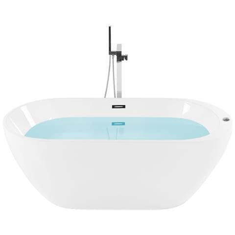 Vasca Idromassaggio Freestanding Con Led Nevis 170 X 80 Cm Bianco - Foto 2