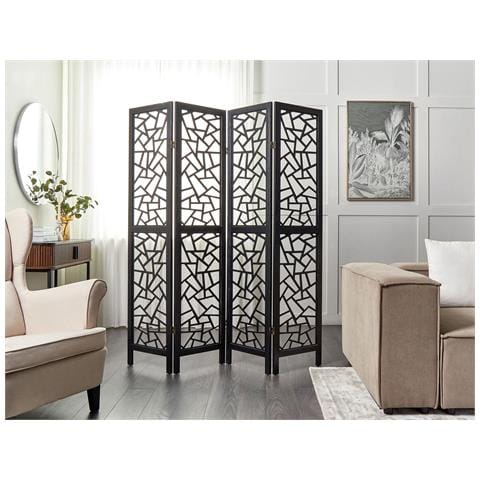 Paravento 4 Pannelli Legno Nero 170 X 163 Cm Pianlargo - Foto 1