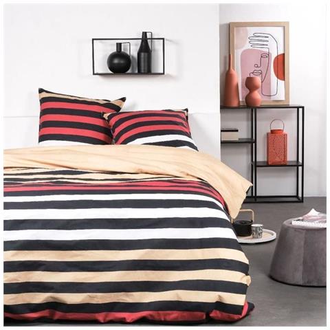 Completo Letto - 240 X 260 Cm - Cotone Stampato A Righe - Foto 1