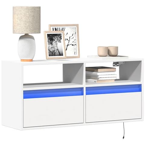 Mobile Tv A Parete Con Luci Led Bianco 100x31x45 Cm - Foto 1
