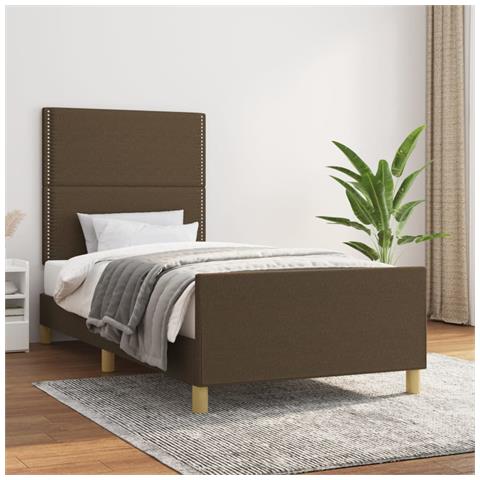 Giroletto Senza Materasso Marrone Scuro 90x190 Cm Tessuto - Foto 1