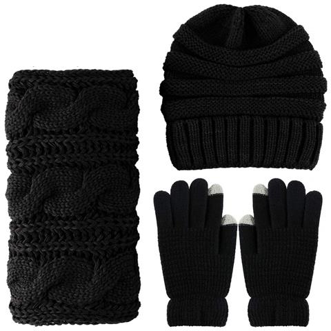 Set Caldo Cappello Sciarpa Invernale Black - Foto 5