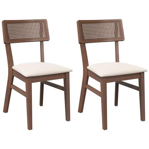 Sedie da Pranzo con Cuscini 2pz Marrone Legno Massello di Hevea - Foto 1