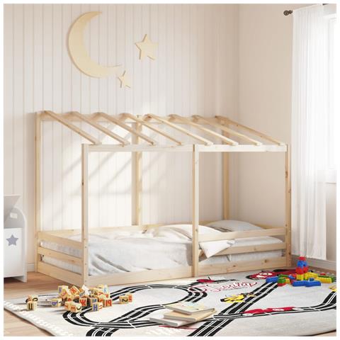 Letto Bambini Con Tetto Bianco 80x200 Cm Legno Massello Di Pino - Foto 1