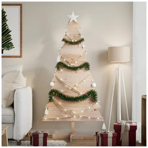 Albero Di Natale Decorativo In Legno 150 Cm Legno Massello Pino - Foto 1