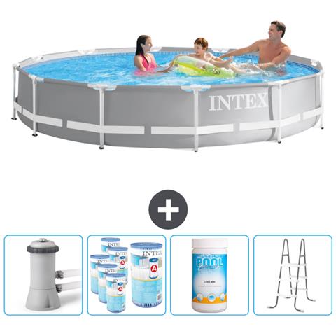 Piscina Fuori Terra - In Giro - 366x366x76 Cm - Grigio - Include Accessori Coordinati Cb96 - Foto 1