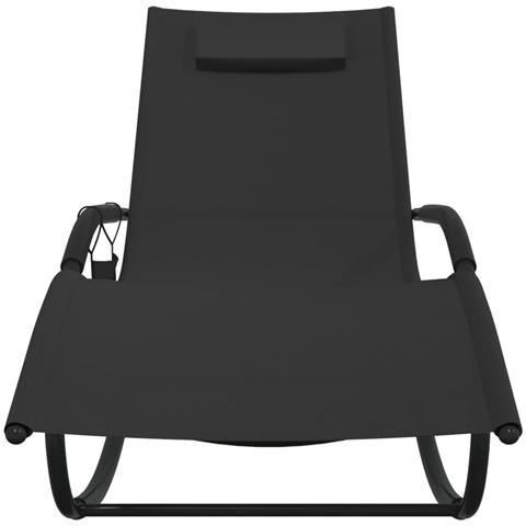 Lusso Casadino -  Lettino Prendisole A Dondolo In Acciaio E Textilene Nero - Foto 2