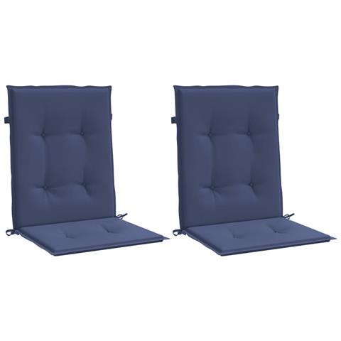 Cuscini Sedia Schienale Basso 2 Pz Blu Marino In Tessuto - Foto 2