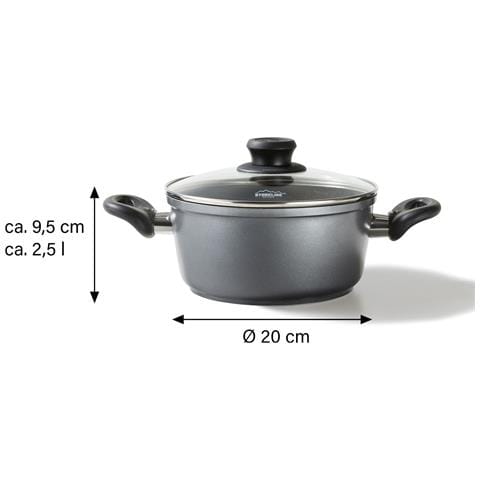 Pentola Con Coperchio In Vetro, Ghisa, Diametro 20 Cm, Rivestimento Antiaderente - Foto 4