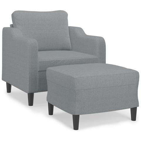 Poltrona con Poggiapiedi Grigio Chiaro 60 cm in Tessuto - Foto 1