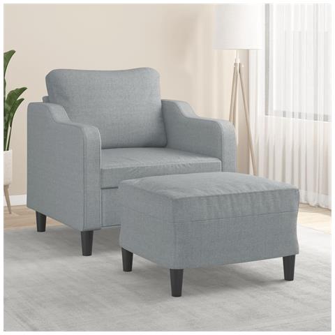 Poltrona con Poggiapiedi Grigio Chiaro 60 cm in Tessuto - Foto 2