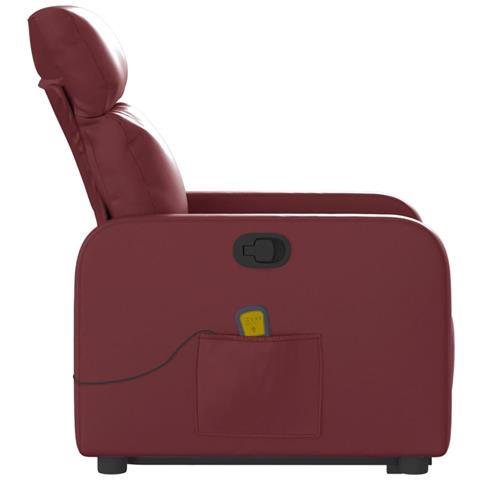Poltrona Alzapersone Massaggi Reclinabile Rosso Vino Similpelle - Foto 9