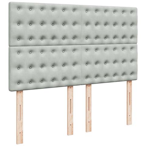 Giroletto a Molle con Materasso Grigio Chiaro 140x200cm Velluto - Foto 9