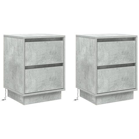 Comodini con luci LED 2 pz Grigio cemento 39x34.5x50 cm - Foto 1