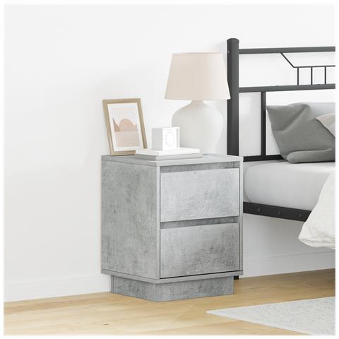 Comodini con luci LED 2 pz Grigio cemento 39x34.5x50 cm - Foto 2
