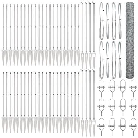 Recinzione Esagonale 1,2x100 m Acciaio Zincato, Pali per Recinzione con Spike 13 pz Ø32 mm 140 cm Acciaio Zincato - Foto 1