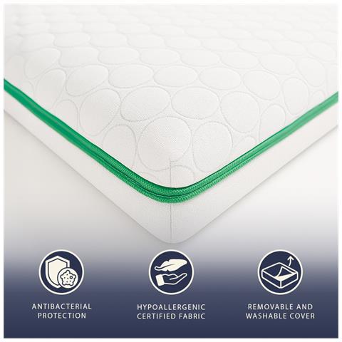 Topper 80x190 In Memory Foam Breeze A 9 Zone | Altezza 5 Cm | Tessuto Polar Anallergico E Rinfrescante | Made In Italy - Foto 2