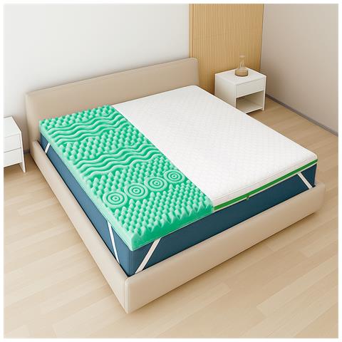 Topper 80x190 In Memory Foam Breeze A 9 Zone | Altezza 5 Cm | Tessuto Polar Anallergico E Rinfrescante | Made In Italy - Foto 8