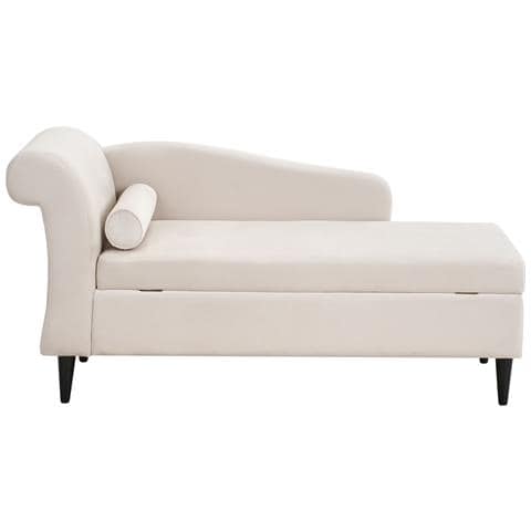Chaise Longue Versione Sinistra Luiro Velluto Beige Con Contenitore - Foto 2