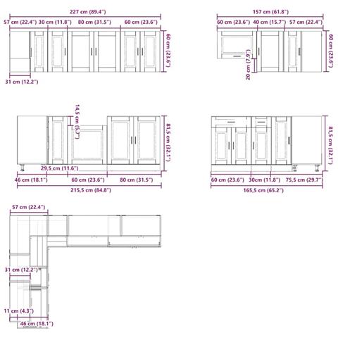 Set Mobili da Cucina 11 pz Porto Legno Antico in Truciolato - Foto 9