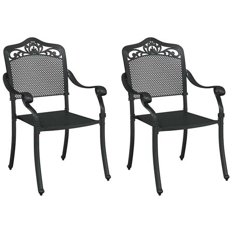 Sedia da Giardino 2 pcs Nero 55 x 56.5 x 91cm Alluminio - Foto 1