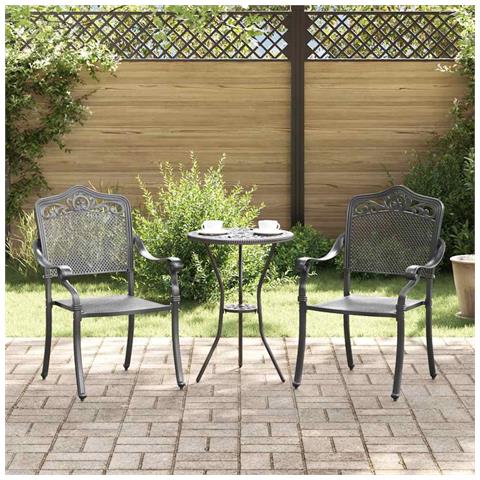 Sedia da Giardino 2 pcs Nero 55 x 56.5 x 91cm Alluminio - Foto 2