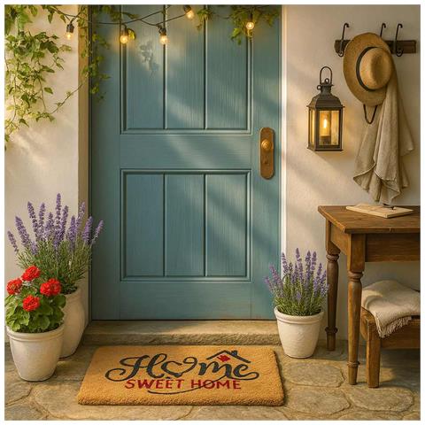 Zerbino Rettangolare In Fibra Di Cocco Scritta Sweet Home 45x75 Cm Per Ingresso - Foto 1