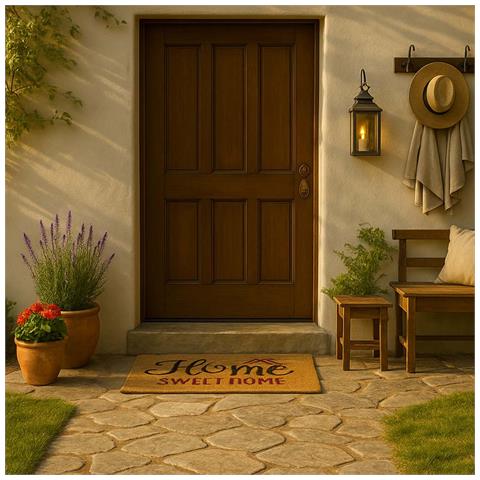 Zerbino Rettangolare In Fibra Di Cocco Scritta Sweet Home 45x75 Cm Per Ingresso - Foto 2