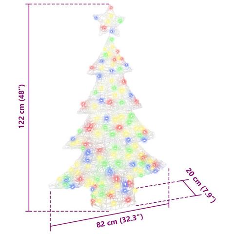 Albero di Natale con 100 LED Multicolore 120 cm Acrilico - Foto 8