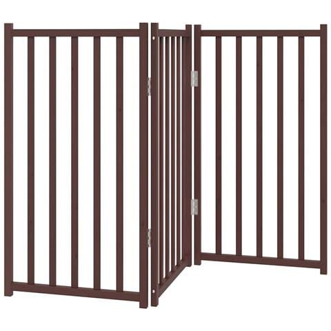 Cancello Cani Pieghevole 3Pannelli Marrone 150cm Massello Abete - Foto 1