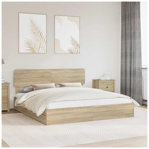 Letto con Contenitore con testiera Rovere Sonoma 180 x 200 cm - Foto 2