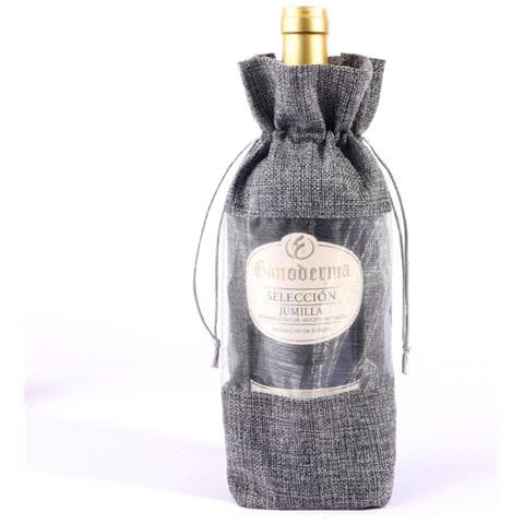 Confezione Da 12 Sacchetti Di Iuta Con Coulisse Per Bottiglie Da 750 Ml, Sacchetti Regalo Riutilizzabili In Lino Per Vino Grey - Foto 2
