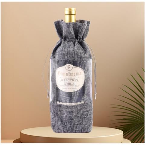 Confezione Da 12 Sacchetti Di Iuta Con Coulisse Per Bottiglie Da 750 Ml, Sacchetti Regalo Riutilizzabili In Lino Per Vino Grey - Foto 4