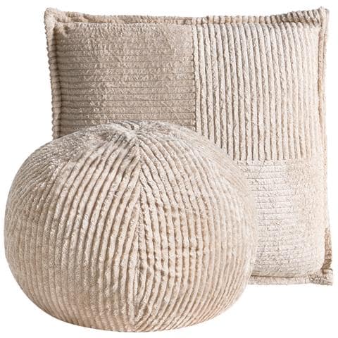 Set Di 2 Cuscini Maranta Velluto A Coste 30 X 30 Cm 45 X 45 Cm Bianco Sporco Tinta Unita - Foto 2