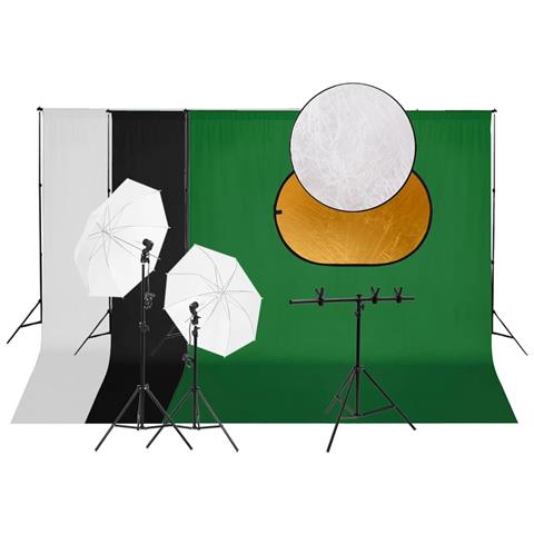 Kit per Studio Fotografico con Set Luci, Fondale e Riflettore - Foto 1