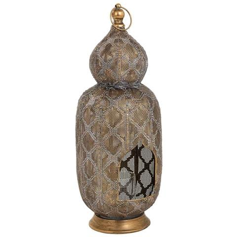 Portacandele In Metallo Marrone 21,5x21,5x55h - Foto 1