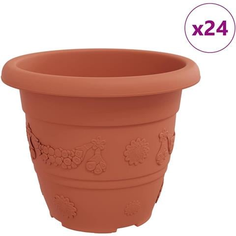 Vaso Rotondo per Fiori 24 pcs Rosso Mattone Ø 26 x 21.5 cm - Foto 1