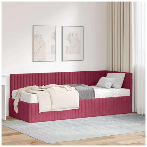 Struttura Letto Angolare con Materasso 2 pcs Verde Velluto - Foto 2