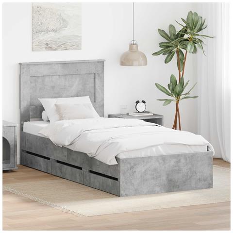 Struttura del letto con cassetto Grigio cemento 75 x 190 cm - Foto 2