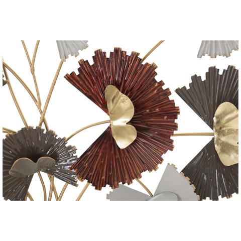 Pannello Decorativo Da Parete Reddy A Bouquet Di Fiori In Ferro Rosso, Grigio, Bianco E Oro 78x80 Cm - Foto 2